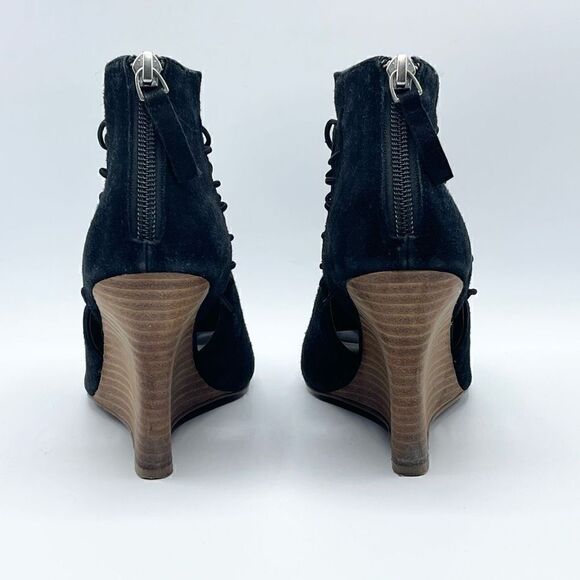 Linea Paolo Stretch Lace Black Suede Wedge Sandals - Women’s 5M - Picture 3 of 9